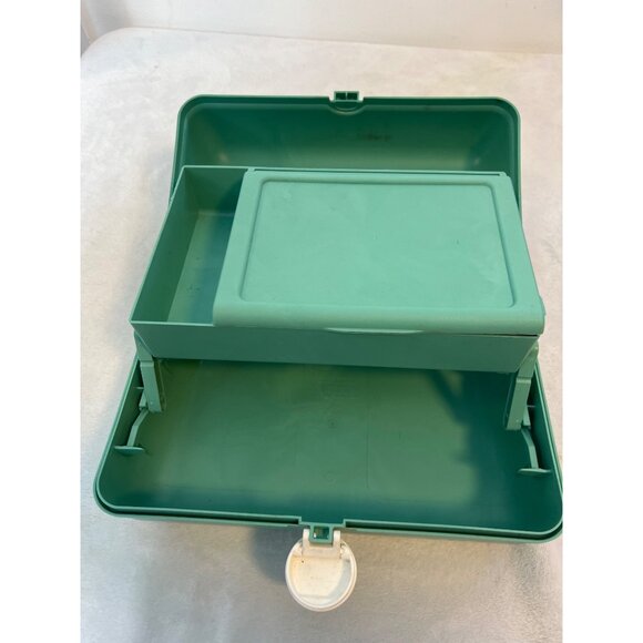 Retro Caboodles Makeup Organizer Carrying Case Sea Green Mirror Tween Teen - Picture 4 of 7